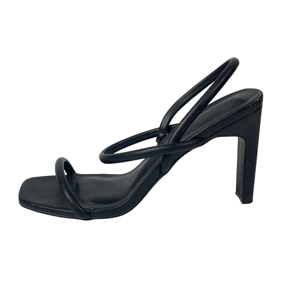 Aldo Karla Black Square Toe Thin Block Heels Dress Slingback Heels Sandals Sz 6